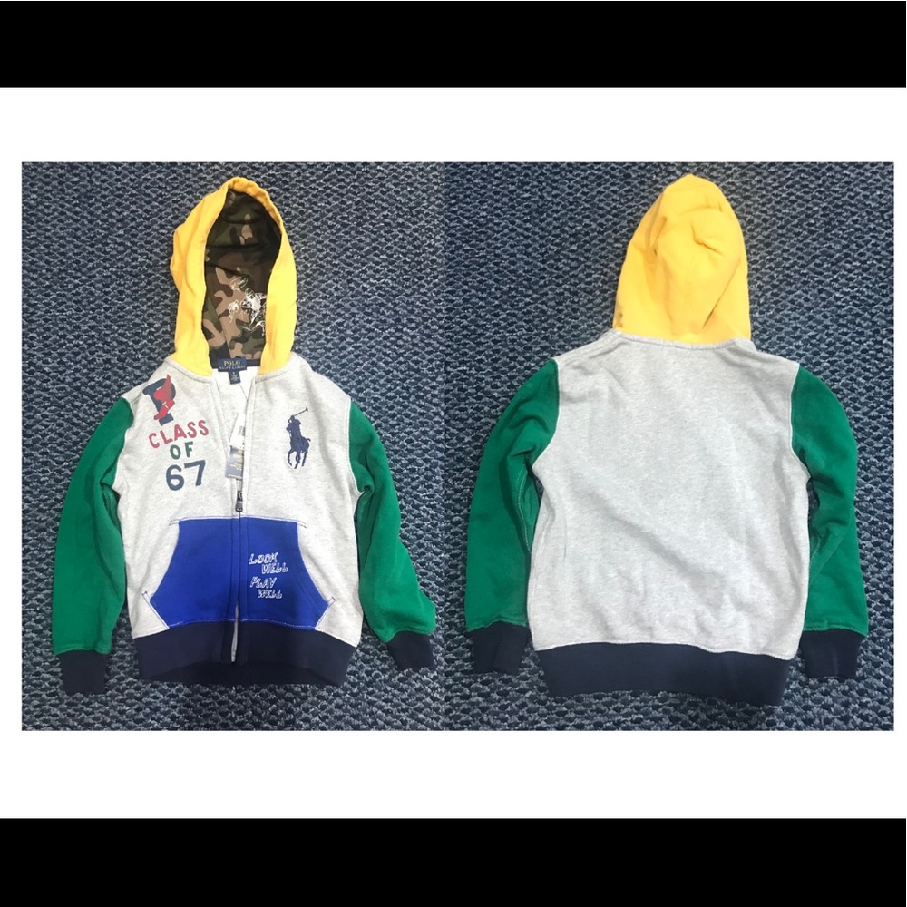 Polo Ralph Lauren Boys Gray Hoodie - Size 5 - NWT